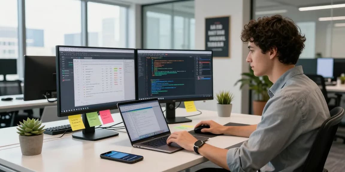 Dynamic software development workspace showcasing the WPS Official Website in a modern tech environment.